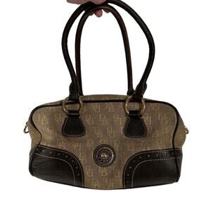 Vintage Dooney & Bourke Canvas Leather Satchel‎ Shoulder Bag